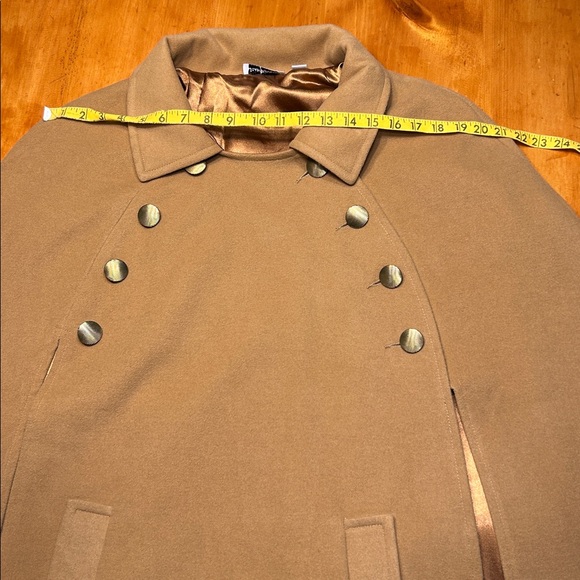 Joan Rivers Classic Golden Double-Breasted Collared Cape Peacoat XL Vintage - Picture 7 of 9